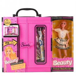 Beauty Barbie Bebek Elbise Gardroplu Aksesuarlı Oyun Seti