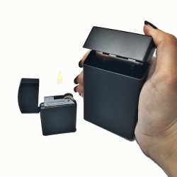 Metal Slim Kısa Sigara Kutusu Modeli Çakmak Set