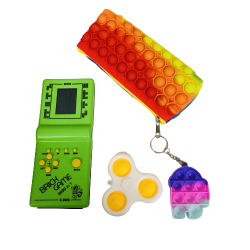 Nostaljik El Atarisi Tetris Kalemlik Popit Stres Çarkı Pop It Push Bubble Fidget Oyuncak Gökkuşağı 