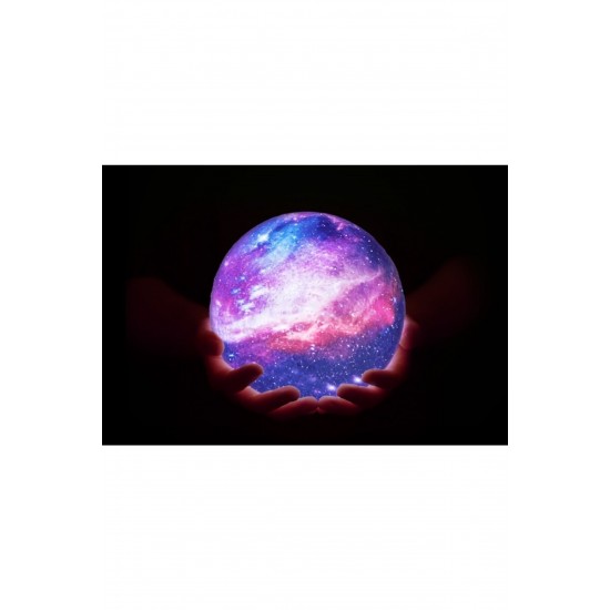 Orta Boy 3d Galaxy 7 Renk Değiştiren Moonlight Dolunay Ay Gece Lambası