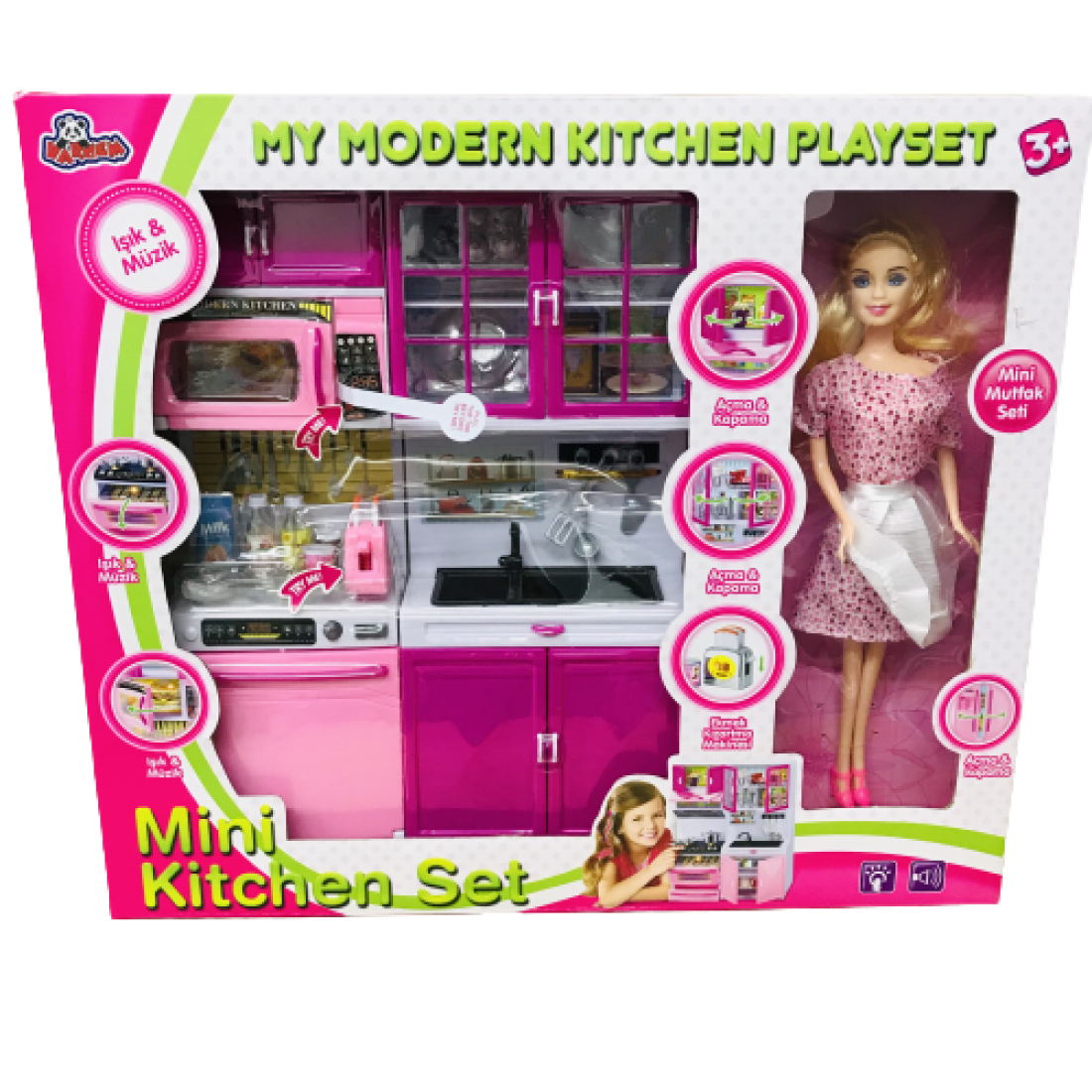 Oyuncak Barbie Bebek Ve 3�lü Mutfak Seti PİLLİ OYUNCAK MUTFAK SETİ VARDEM