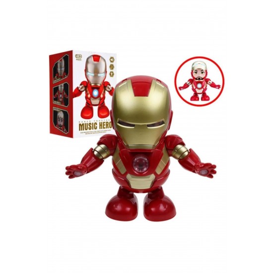 Oyuncak Kutulu Işıklı Müzikli Dans Eden Hero Robot Iron Man