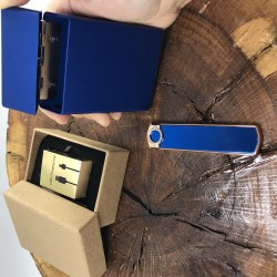 USB Alevsiz Şarjlı Çakmak ve Metal Slim Tabaka Seti