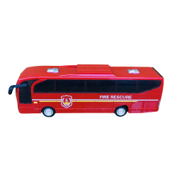 Yangın Kurtarma Otobüsü Kırmızı Çek Bırak 23cm Simülasyon Sesli Ve Işıklı 16 Fire