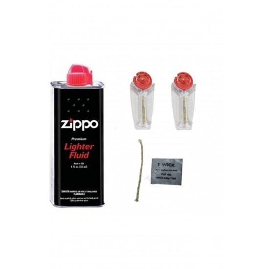 Zippo Benzin 125 Ml Zippo Fitil Ve 2 Adet Zippo Taşı Süper Set